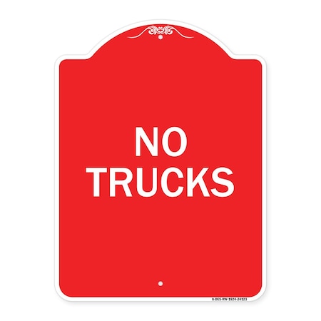 Signmission Designer Series Sign-Driveway Sign No Trucks, Red & White Aluminum Sign, 18" x 24", RW-1824-24123 A-DES-RW-1824-24123